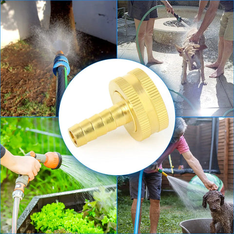2 Pack 3/8 Barb To 3/4 Female GHT Thread Swivel Brass Garden Hose Connector With Clamps For Quick Leak Free Garden Hose Repairs And Easy All Weather Connections Durable Solid Brass on hose