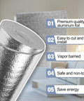 Radiant Barrier Insulation Roll With 3mm Foam Core And Aluminum Foil 16 In By 10 Ft Reflects 95 Percent Of Radiant Heat features list