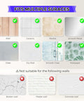 Diagram showing surfaces compatible with 16 Pack 2 Inch Round Clear Silicone Door Knob Wall Protectors and incompatible surfaces.