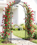 Heavy Duty 86 Inch Steel Garden Arch Pergola Arbor With Ground Stakes For Climbing Plants Ideal For Weddings Parties And Backyard Decor Weatherproof Powder Coated Frame For All Seasons