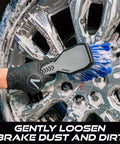 Ergonomic Wheel And Rim Cleaning Brush With Ultra Soft Bristles For Tires And Rims Rubber Lined Sides For A Firm Grip 10.3 Inch Length Gray Auto Detailing Tool cleaning wheel