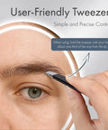Close-up of using Two Pack Eyebrow Tweezers Set Dope Slant And Point Tip Stainless Steel Pro Grade Precision Tweezers
