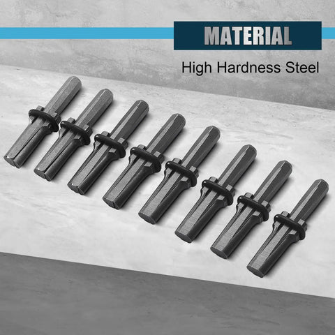 Heavy Duty Rock Splitting Wedges With Rotary Hammer Drill Bit Tough As Nails Steel Build For Concrete Breaking And Demolition Jobs; nine wedges made of high hardness steel.
