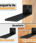Hidden Shelf Brackets For 10 Inch Shelves Black Carbon Steel True Nine And A Quarter Inch Size Four Pack Wall Mount Brackets for multiple wall types
