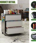 Heavy Duty Metal Rolling Tool Storage Cabinet With Drawers And Side Pegboards Left Handle Lockable Casters Garage Workshop Utility Cart On Wheels 18.11 In Deep 30.3 In Wide 35.4 In High Assembly Required, open drawers and tools on top