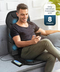 Man using Back Massager With Heat And Vibration, Seat Cushion With 8 Massage Nodes And 5 Modes, Adjustable Chair Massager Pad For Home Office