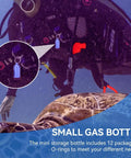 Diver using Mini Scuba Tank Key Ring Kit with Aluminum Alloy Frame and 12 O Rings for Regulator, Valve, Hose Maintenance.
