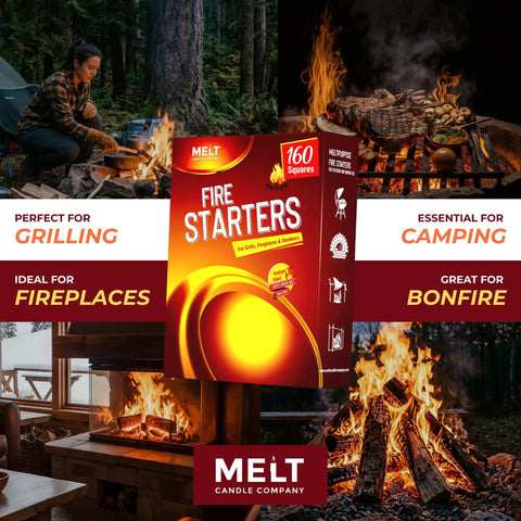 All Weather Fire Starter Squares Pack 160 Count For Campfire Charcoal Grill And Wood Stove Odorless Wax And Sawdust Starters