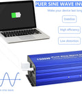 Straight Up Reliable Pure Sine Wave Power Inverter DC 12V To AC 110V 1500W 3000W Surge Dual American Sockets USB Port LCD Remote with laptop and phone.