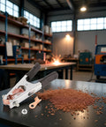 Heavy Duty 500A Welding Ground Clamp with Rubber Sleeve and Insulated Handle in industrial workshop