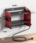 Cordless Tool Holder Wall Mount With Charging Station For Garage Or Workshop, Heavy Duty Tool Organizer Shelf With Power Strip, Bits, Screwdrivers And Hooks, Easy Install For All Cordless Tools