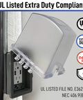 1-Gang Weatherproof Outdoor Outlet With Extra Deep 5 1/4 Inch Lockable Cover, Frost-Patented 18-Configuration Polycarbonate Design, UL Extra Duty Compliant, GFCI Duplex Switch Options For Wet Locations, mounted view