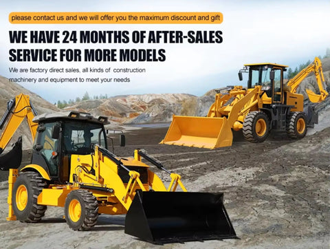 Two rugged 4X4 wheel backhoe loaders for DIY landscaping and excavation in a construction site.