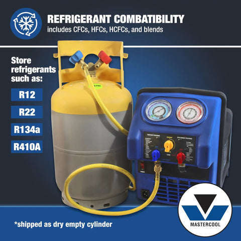 Pro Grade 30 Lb Refrigerant Recovery Cylinder Built From Durable HP295 Steel Featuring Bold Yellow And Gray Powder Finish For Zero Hassle Ac Service And Hella Secure Storage