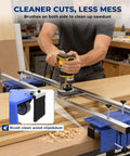 Woodworker using 58 Inch Router Sled For Flattening Wood Slabs And Table Tops, Height Adjustable 5.5 Inches, Pro Grade Heavy-Duty Planer Sled With Dust Brush And Smooth Wheels For Precise Woodworking
