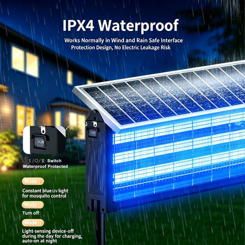 Solar Powered Beast Bug Zapper Outdoor Cordless Mosquito Trap with USB Recharge Waterproof Dusk To Dawn Auto On Off