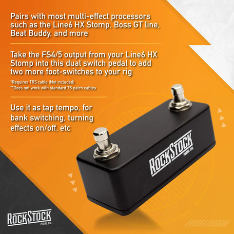 Dual Foot Switch Pedal For Guitar Effects With TRS Expansion To Extend Your Auxiliary Guitar Effects Processor Hand Wired And Built For The Road Matte Black Gig Ready Gear