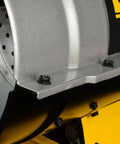 Close-up of Heavy Duty Forced Air Propane Heater 90000 BTU with quiet burner technology, showcasing metallic design and assembly detail.