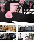 Pink 7 Piece Tool Kit For Home DIY With Screwdriver Pliers Measuring Tape Level Scissors And Wide Open Mouth Canvas Storage Bag