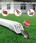 Heavy Duty Gutter Downspout Extension And Type A Diverter Kit Featuring Removable Leaf Guard Plus Splash Shield Outlet Filter With No Sweat Installation And Drainage That Works Like A Charm On 2X3 And 3X4 Downspouts White Two Pack with mesh trap blocking animals and debris.