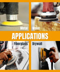 Workhorse 150 Grit Sanding Discs 50 Pack 6 Inch 8 Hole Hook And Loop Pads used on metal, wood, fiberglass, and drywall.