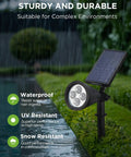 Outdoor Solar Lights With Adjustable Light And Panel Waterproof Garden Pathway Lighting in rain showcasing durability.