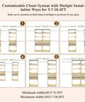 Customizable Closet System with multiple installation angles for Real Game Changing Modular Closet System Set Of Two Expands From Six To Ten Feet Wide.