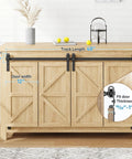 4 Ft Cabinet Bi-Folding Sliding Barn Door Hardware Track Kit For 4 Doors, Easy Install, shown installed on wooden cabinet.