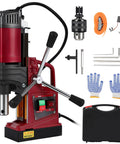 Heavy Duty 1.57 Inch Magnetic Drill Press Featuring Kickin 13000N Hold And Variable Speed Control Portable Electric Mag Drill with accessories.