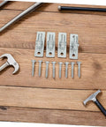 Heavy Duty Gate Hinges 4 Piece Galvanized Iron Barn Door Hardware with screws on wooden background, perfect for various outdoor uses.