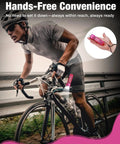 Cyclist using pink mini LED flashlight with 3 modes high low strobe includes 3 AAA batteries water resistant pocket size