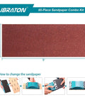 65 Piece Sandpaper Kit For Wood And Metal Finishing With Sanding Block And Sponges, 9 inch sandpaper sheet