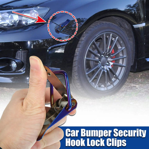 Universal Car Bumper Security Hook Clips Quick Release For Trunk Fasteners Blue 105x33mm, installed on car bumper