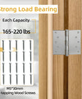 Heavy Duty Stainless Steel Ball Bearing Door Hinges Rock Solid 5 Inch Square Corner Design installed on wood, supports 165-220 lbs.