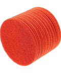 Grab These 10 Pack Electric Nylon Sanding Discs With Hook And Loop Pads For Wood Plastic And Car Repair Grinding fast wear resistant tool stack of orange pads.