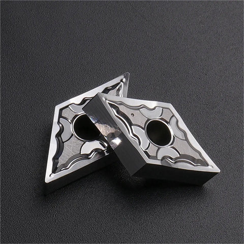 Carbide Inserts For External Turning Tool Set Built Tough For Aluminum And Copper, CNC Lathe Ready, DNMG150404 DNMG150408, H01 HA, Precision Metalworking Tools. DNMG inserts shown