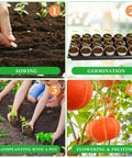 Steps showing Seed Starter Kit For Indoor And Outdoor Gardening With 10 Plastic Growing Trays, 180 Peat Pots With Drainage Holes, 30 Plant Labels