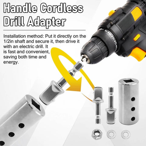 Heavy Duty Trailer Jack Drill Adapter Half Inch Hex Socket For One Inch Drive Shaft Stainless Steel Cordless Drill Attachment