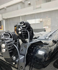Close-up of dual A pillar LED pods off road mounting brackets set for Wrangler JL and JK no drill easy bolt on brackets pack of 2