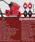 Heavy Duty Hot Water Circulator Pump With Three Adjustable Speeds For Residential Boilers And Plumbing Systems, cast iron construction, specifications visible.