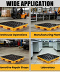 Spill Containment Platform 24 Inch Square 4 Inch Deep Heavy Duty Plastic Pallet With Drain 6 Gallon Sump in various settings