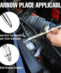 Grease Gun Coupler Set with Quick Release and 12-Inch Hose 10,000 PSI Locking Zerk Connection Needle Tip 1 Eighth NPT in use