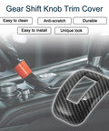 Mitsubishi Outlander Gear Shift Knob Button Cover Carbon Fiber Black for 2022 2023 2024 with cleaning brush.