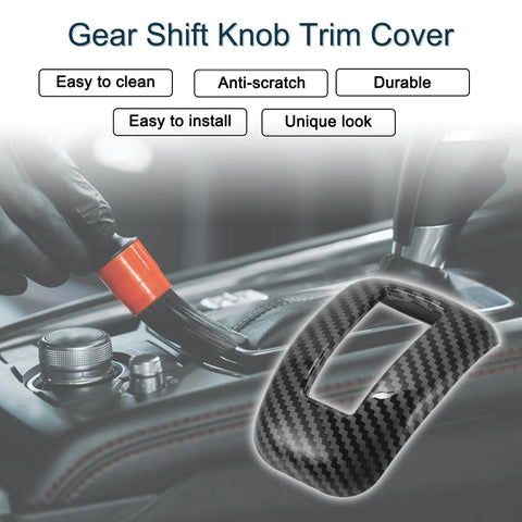 Mitsubishi Outlander Gear Shift Knob Button Cover Carbon Fiber Black for 2022 2023 2024 with cleaning brush.