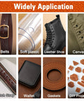 Applications for leather punch and stitching chisel kit with diamond chisels and hollow hole punches for DIY projects