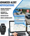 Advanced Alert Notifications for Dead Simple 4G OBD GPS Tracker with vehicle tracking display and smartphone alerts.