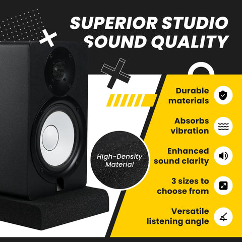 Studio Monitor Isolation Pads For 5 Inch Monitors, 2 Pack, High Density Acoustic Foam Reduces Vibration, Speaker on Pad