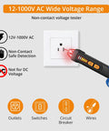 Voltage Tester 12 To 1000V AC Electric Pen With LED Flashlight Non Contact Detection For DIY Home Projects And Go To Pro Electric Work Built In Live Wire Alarm And Easy Audible Alerts, testing outlet
