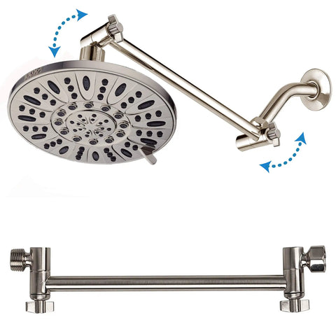Solid Brass Adjustable Shower Arm With Lock Joint Chrome Finish No Fuss 2-Foot Extension Fits Any Shower Head Or Hand Shower Height And Angle Adjustable Universal Connection Tool-Free Installation