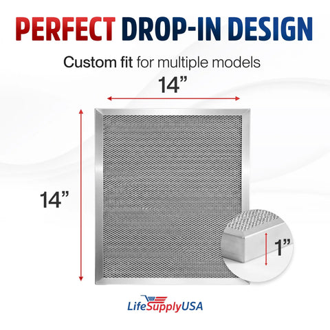 14x14x1 Electrostatic Air Filter MERV 8 Washable and Reusable for Furnace and AC HVAC Systems product diagram